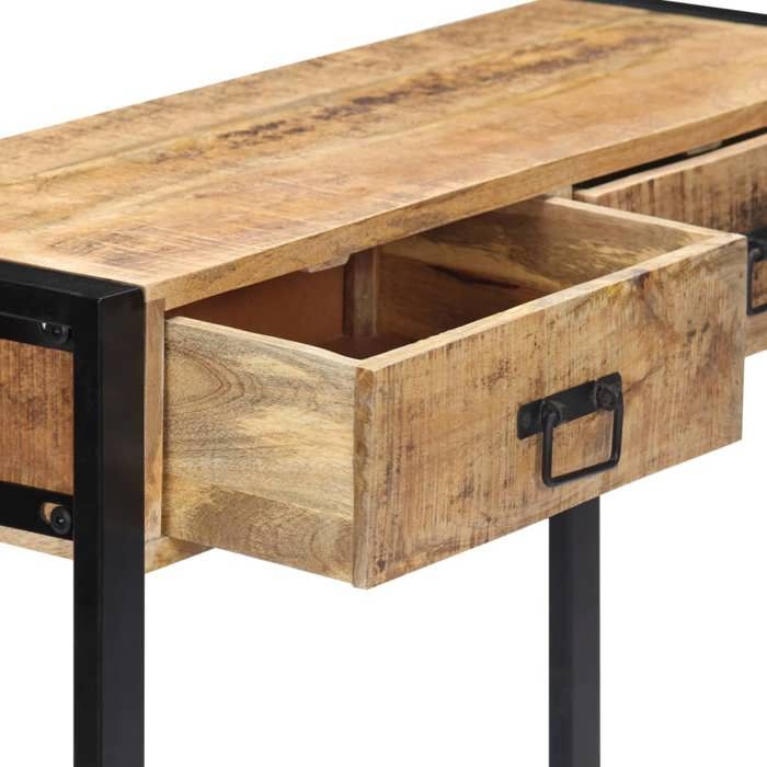 Brun Table console - CLARENCE - Meuble couloir - 90x30x75 cm - Bois de manguier massif CC317
