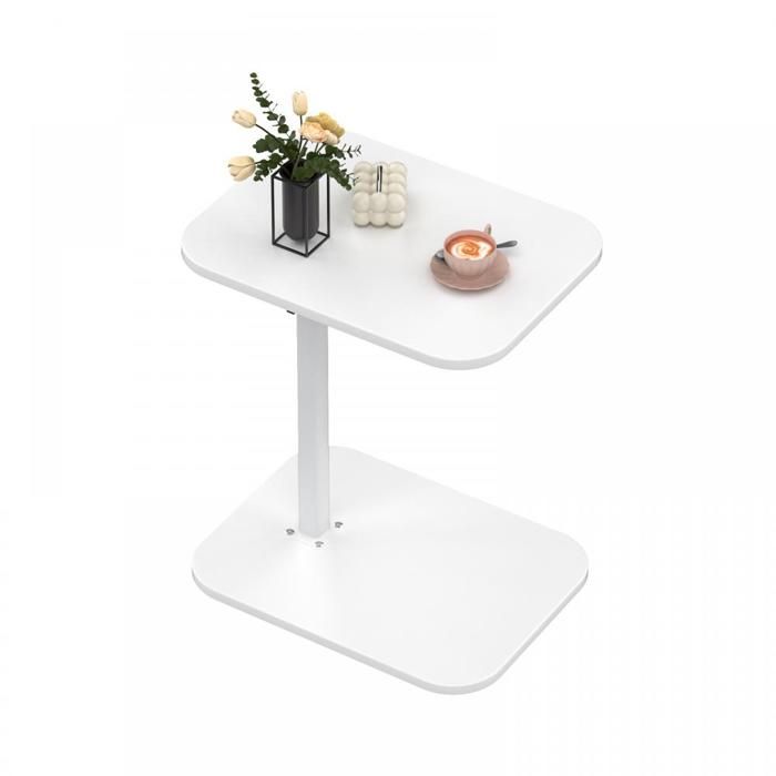 SUPFINE Table d’appoint Bout de Canapé de Salon Table de Chevet Réglable en Hauteur Bureau dordinateur 40×30×43-72cm Blanc