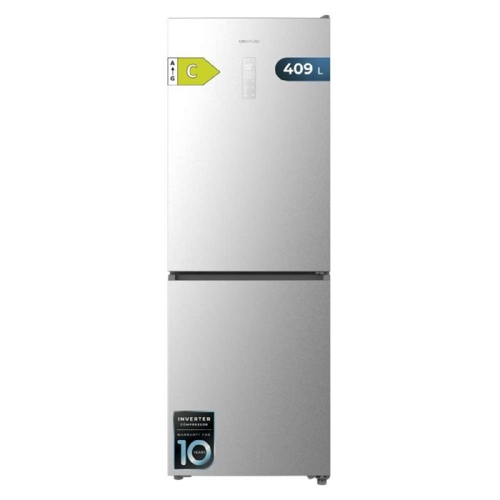 Cecotec Réfrigérateur combiné 409 L Total No Frost Bolero CoolMarket Combi 409 Inox C. Hauteur 185 cm MAX INSIDE avec VIP Tech