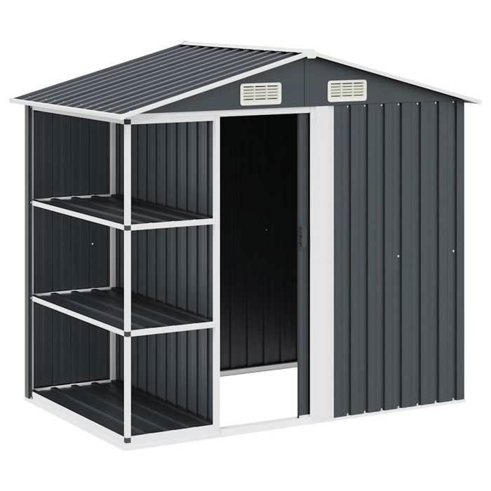 En PromotionAbri de jardin Moderne - ABOTT@ abri de rangement/Armoire haut - avec étagère Anthracite 205x130x183cm Fer B4284944