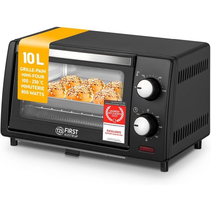 Mini-Four 10L 800W - Four Avec Réglage De La Température JusquÀ 230°C - Avec Minuteur De 60 Min 2 Hauteurs DInsertion Pl[RO63] - Gpfuoea