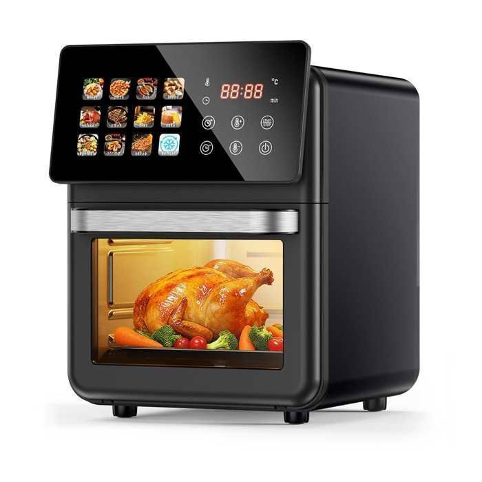 Friteuse électrique 1350 W 10 L écran LED fenêtre transparente 12 programmes 80 °C-200 °C 1 à 60 minutes noir