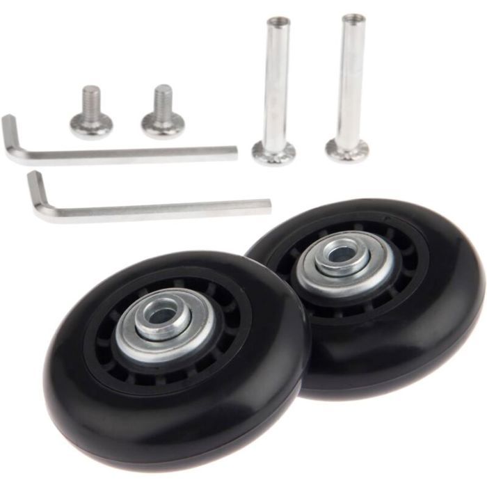 Roulette de valise - Unbrand - 64x18 mm - Lot de 2 - Roues silencieuses - Caoutchouc et acier - Essieux inclus
