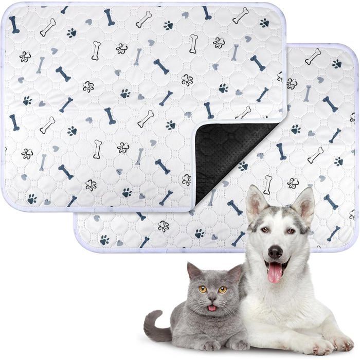 2 Pièces Tapis Éducateur pour Chien Lavable 45*60cm Tapis Ultra Absorbant Anti-Fuites et Antidérapant Réutilisable