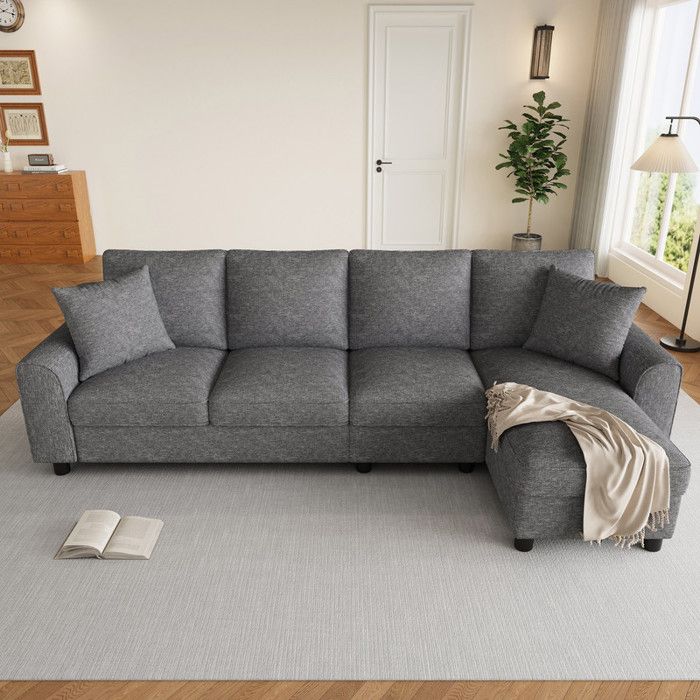 Canapé dangle 4 places Canapé modulable avec coffre de rangement relevable dossier inclinable porte-gobelets gris 280×136×82cm