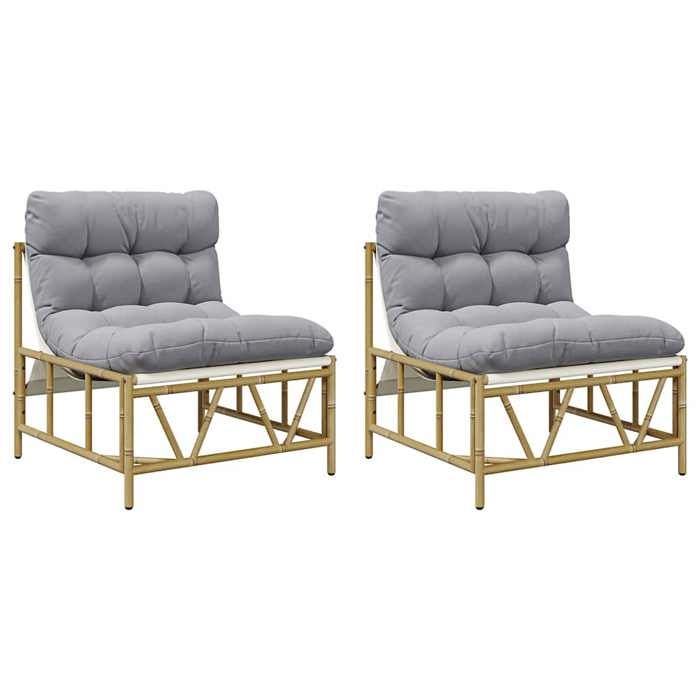 Siège de balcon - HAOSHOP - Sièges extérieurs avec coussin 2 pcs Gris clair Acier&01_66166