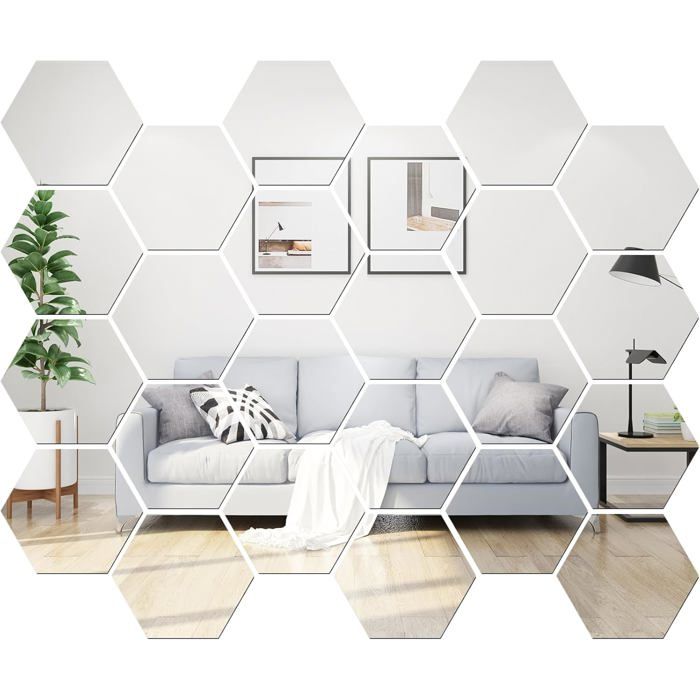 24 Pièces Miroir Mural Autocollant En Acrylique[AT49]