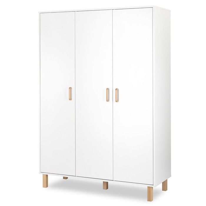 LAURA Armoire penderie 3 portes avec étagères et 3 tiroirs 195x137 Blanc LAURA Armoire penderie 3 portes avec étagères et 3 tiroirs 195x137 Blanc
