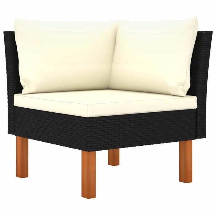Salon de jardin 3 pièces 60 5x64 5x67 cm en bois deucalyptus blanc crème et noir - vidaXL - Avec coussins - Finition huilée 195053