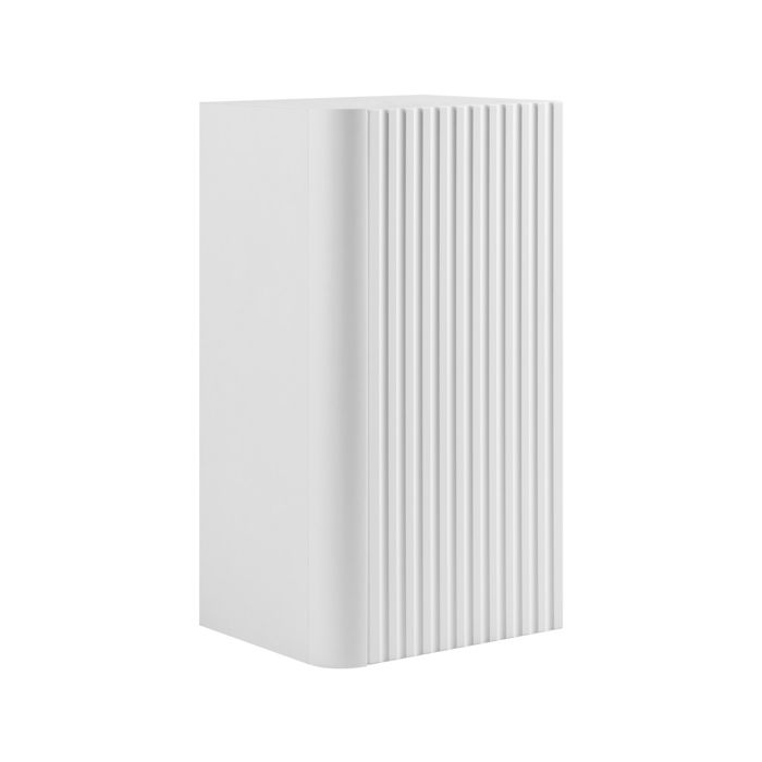Colonne de salle de bain - 3XELIVING - Demi-colonne suspendue - Blanc - Façades cannelées 3D - 3 étagères Colonne de salle de bain - 3XELIVING - Demi-colonne suspendue - Blanc - Façades cannelées 3D - 3 étagères
