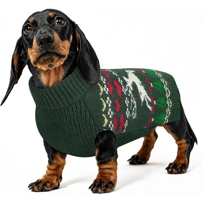 Pull Noël Chien Hiver Chaud Pull Chien avec Rennes et Flocons Pull overs Pour Chiens Petit Moyen Grande Taille Vert VERT PULL