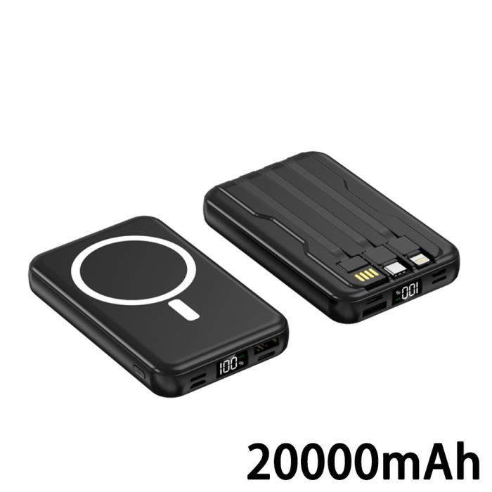 Noir 20000mAh-MacSafe Batterie externe magnétique 4 en 1,chargeur sans fil  portable, charge rapide, pour iPho - Cdiscount Téléphonie
