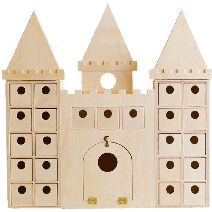 Calendrier de l'Avent - ARTEMIO - Château en bois à décorer - 42 tiroirs - 1 porte