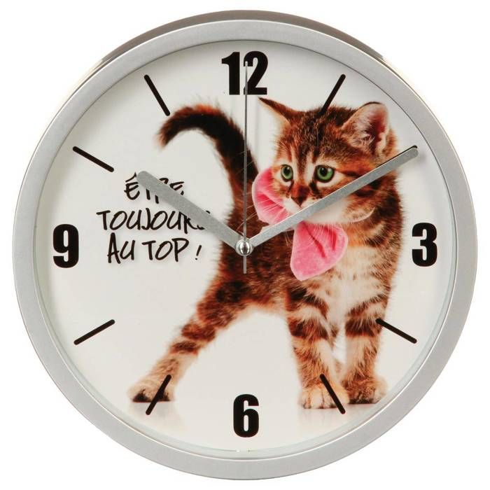 Atmosphera Pendule Chat En Plastique D22 D 22 Cm Chat Noeud Cdiscount Maison