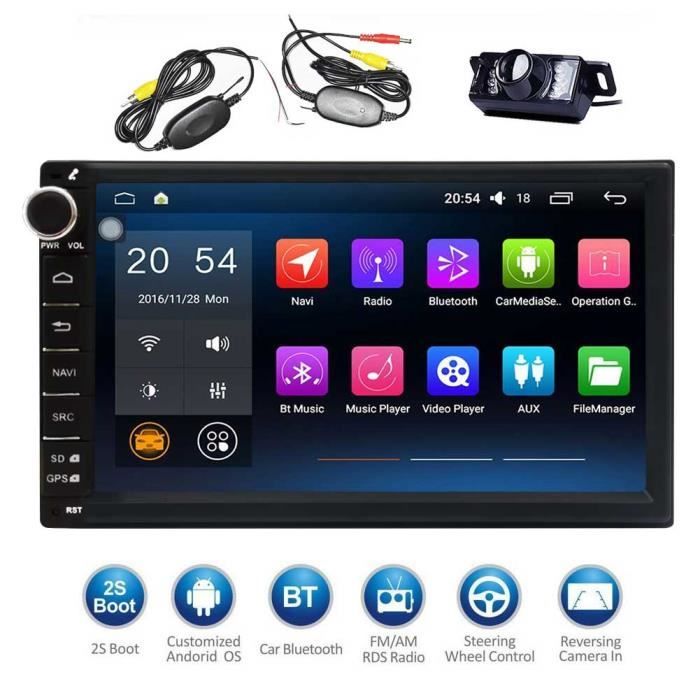KKmoon 7 Autoradios Multim/édia Universelle 1080p Smart Android 7,1 2 Din Voiture Radio St/ér/éo MP5 MP3 Player GPS Navigation avec Wi-FI BT AM//FM//RDS USB//Micro SD en Miroir T/él/éphone Lien Quadric/œur