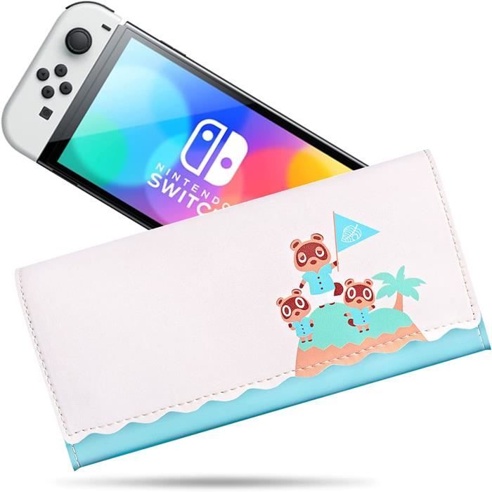 Étui de Transport de Pochette pour Nintendo Switch et Switch OLED,Sacoche en Cuir Portable avec