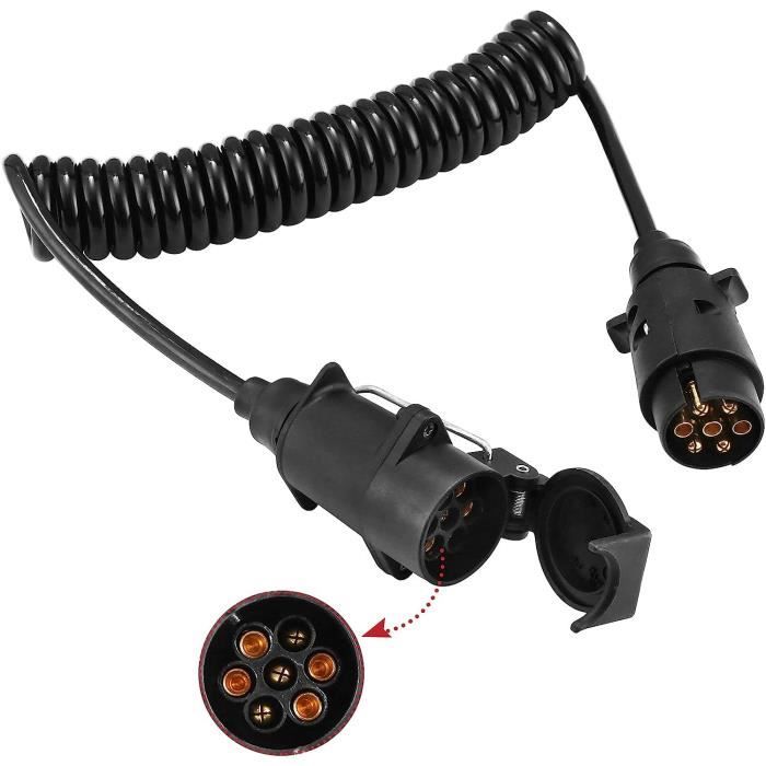 Faisceau Câble 7 Broches Baïonnette Vers 5 Broches – Longueur 7 Mètres – Adaptateur Remorque & Attelage