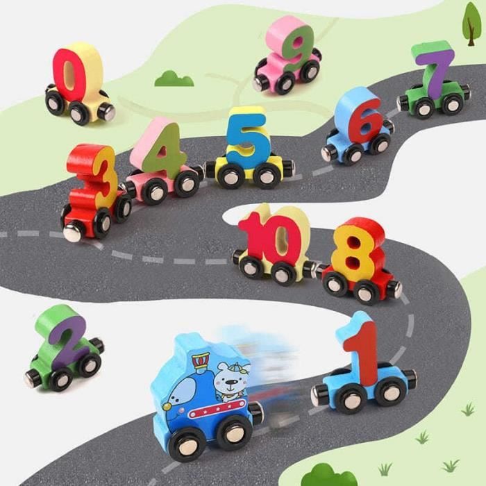 12 sections-Jeu de Puzzles en bois avec Train magnétique pour enfants, jouets éducatifs 12 sections-Jeu de Puzzles en bois avec Train magnétique pour enfants, jouets éducatifs