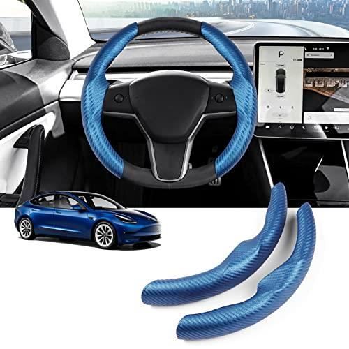 Bleu 1 paire - 2PCS Housse de volant de voiture pour Tesla Model 3 -Model Y  Protecteur de volant en fibre de - Cdiscount Auto