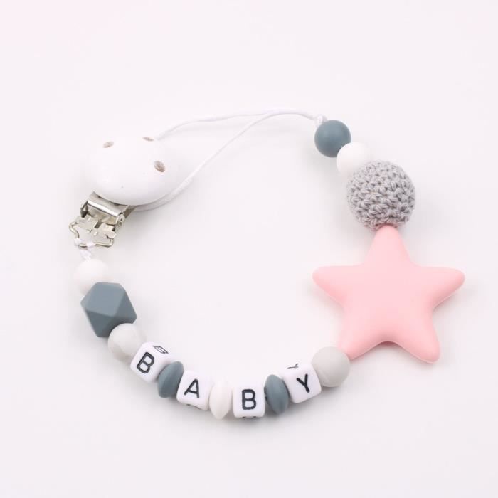 Attache-tétine Personnalisée Bébé - Gravure Prénom, Forme Cœur Ailes | Cadeau Naissance Fille Rose - 10