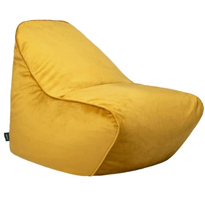 pouf géant en velours loft 25 - jaune - confortable pour usage intérieur