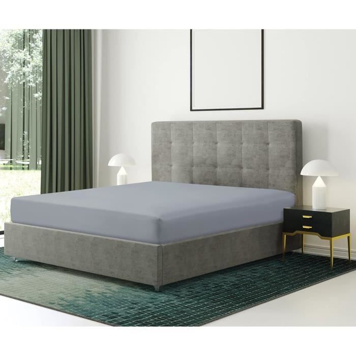 Drap-Housse Imperméable Respirant Z-HOM Microfibre Gris Foncé 180x200x30cm - Doux Et Lavable