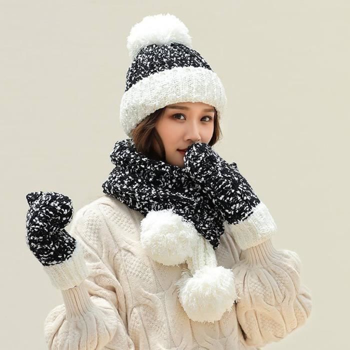 Ensemble Bonnet écharpe Gants Enfant - Tricoté Et Doublé Polaire - Pour 1-6 Ans - Hiver Chaud