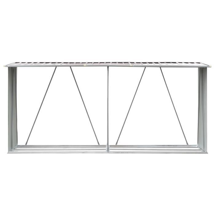 Abri de stockage de bois - KAI - Acier galvanisé - 330x84x152 cm - Marron
