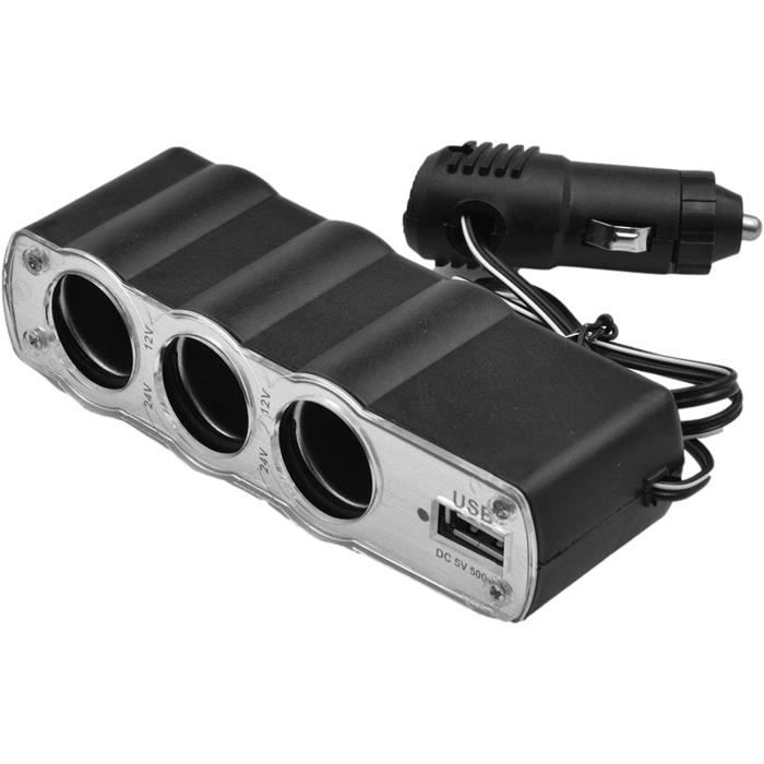 Adaptateur Répartiteur Allume-cigare, Double Chargeur De Voiture USB, 2 Prises 12 V/24 V Avec Interrupteur Voltmetre Led Pour Telephone Portable Tablette Gps Camera De Tableau De Bord 81493486