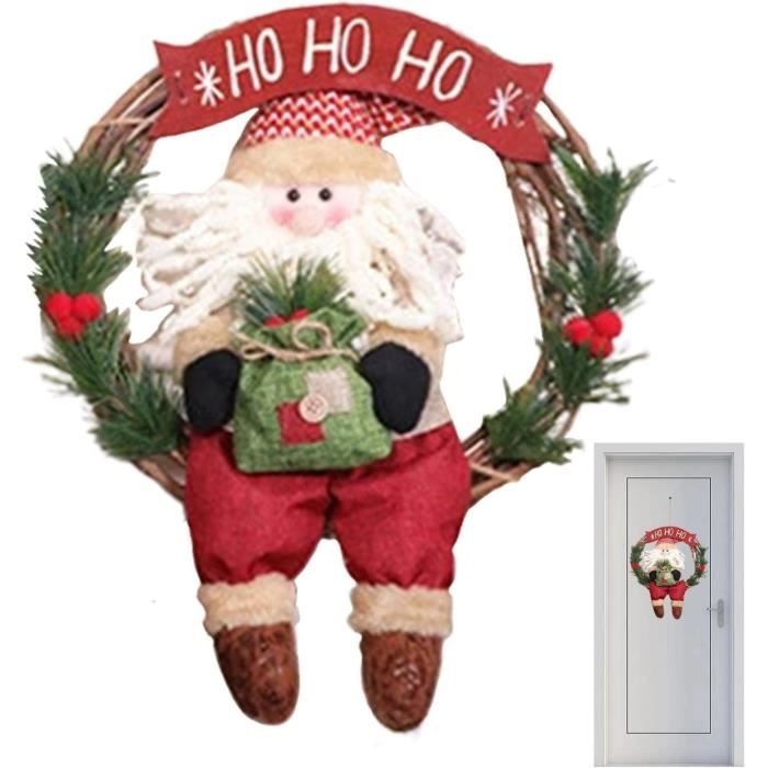 Couronne De Noël GlobaLink 40 Cm LED – Rouge Avec Pommes De Pin Et Baies – Guirlande Lumineuse à Piles Pour Porte D’Entrée Et Déco Festive