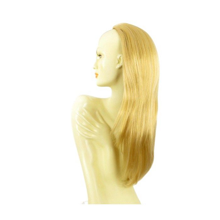 Demi-Perruque Longue 62 Cm Blond Clair Doré - Synthétique Raide | Bonnet Moyen, Raie Libre