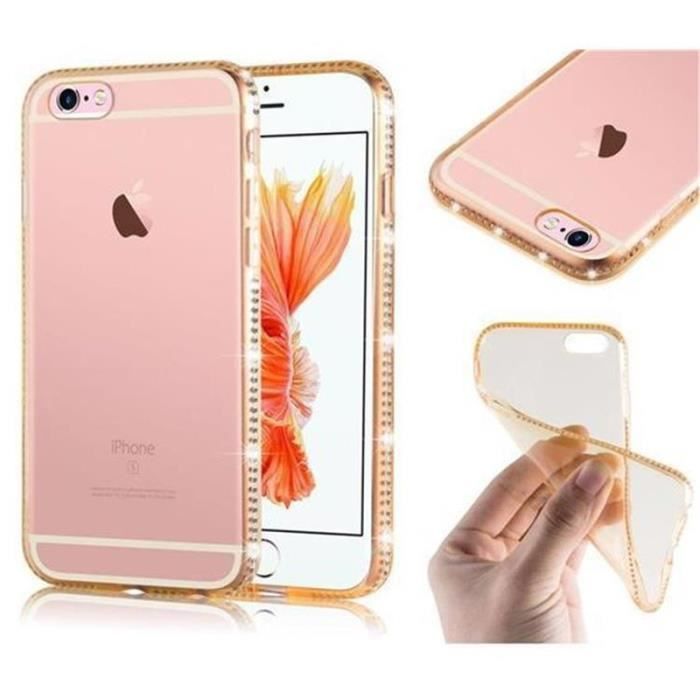 Coque Apple iPhone 6 / iPhone 6S DIAMANT OR Cadorabo DESIGN STRASS Housse TPU Silicone Coque Apple iPhone 6 / iPhone 6S DIAMANT OR Cadorabo DESIGN STRASS Housse TPU Silicone