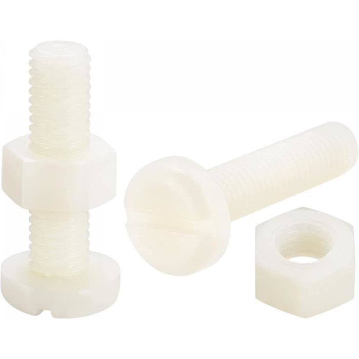 10 Stück M8 X 15mm Nylon Sechskantschrauben - Weiße Kunststoffschrauben Metrisch