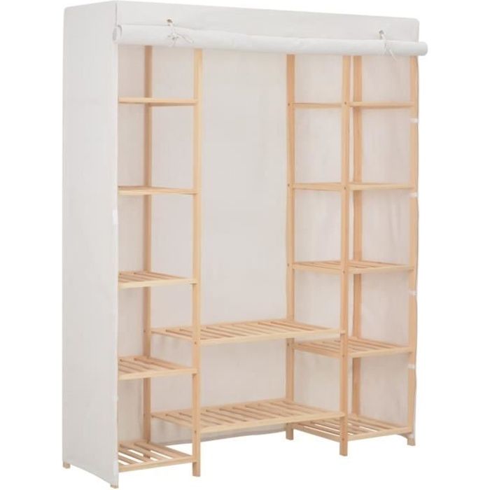 BMP - Moderne Penderie Dressing Armoire de garde-robe Blanc 135 x 40 x 170 cm Tissu8253