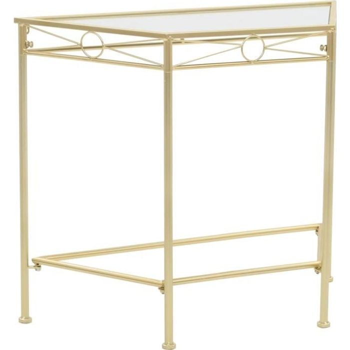 console table de salon - meuble - style vintage - métal doré - 87 x 34 x 73 cm