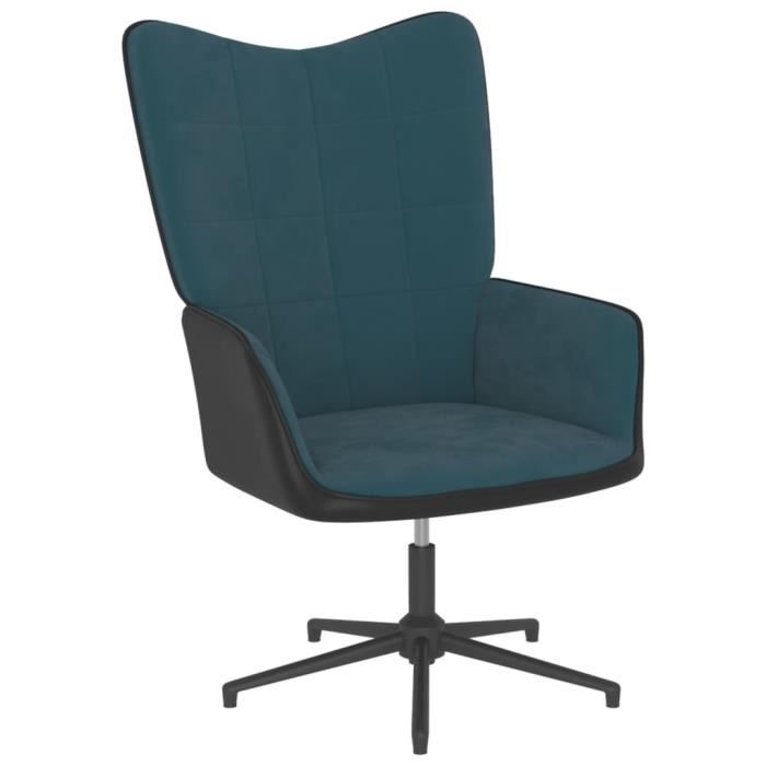 best home - chic chaise salon - fauteuil de relaxation bleu velours et pvc, luxe & glamour fr2271