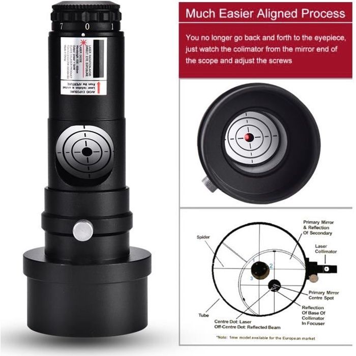 1,25 "Collimateur Laser 2" Adaptateur 7 Luminosité pour Newton
