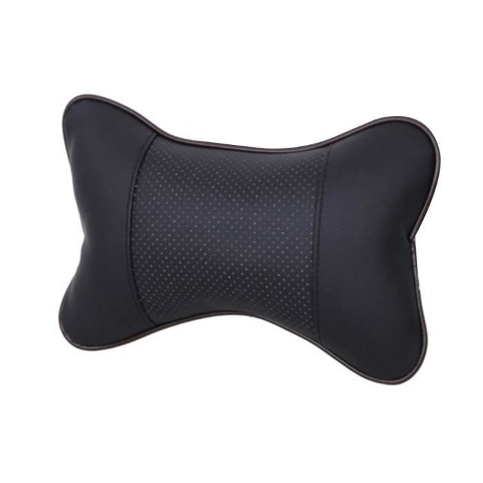 Paire D'appuie-tête De Voiture En Simili Cuir Noir - Rembourrage Fibre De Coton, Neufs