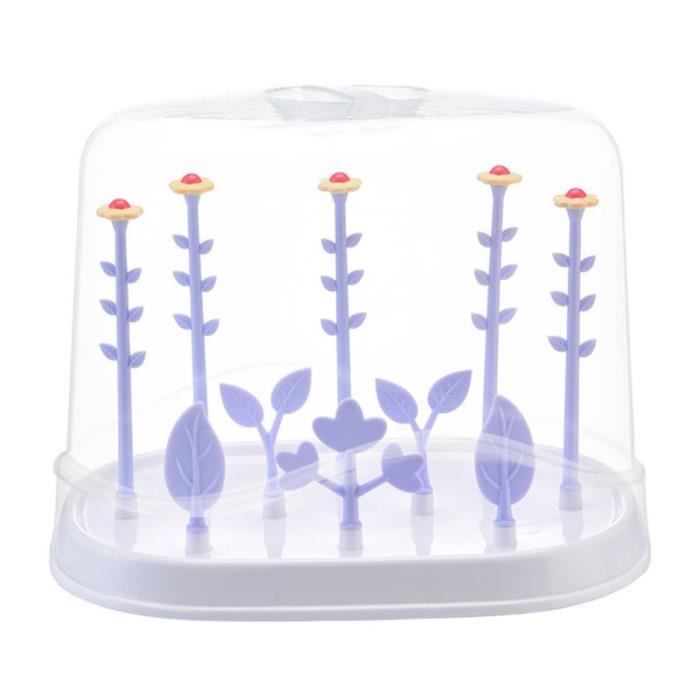 Égouttoir à Biberons Avec Couvercle - 6 Supports Amovibles - Bac De Rangement 31,5x25,5x25 Cm - Anti-poussière - Pour Stérilisation Et Séchage