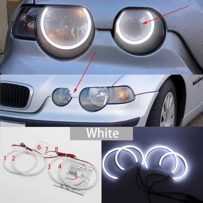 6. Blanc compact - Phare LED blanc Halo Angel Demon Eyes Kit angel eyes light pour BMW série 3 E46 berline to