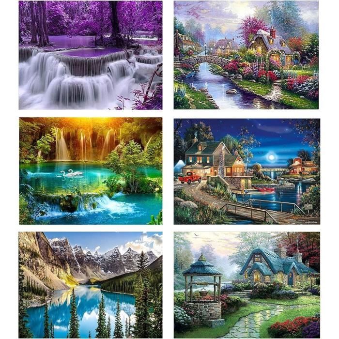 Xxl Kits De Peinture Diamant De Village, Kits De Peinture Diamant 5D Paysage Pour Adultes