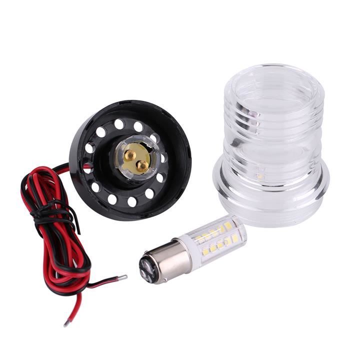 Feu De Navigation LED Pour Bateau – Blanc, 3W – Support Acier Inoxydable 316 – Lentille Plastique Résistante – Pour Mouillage Ou Proue