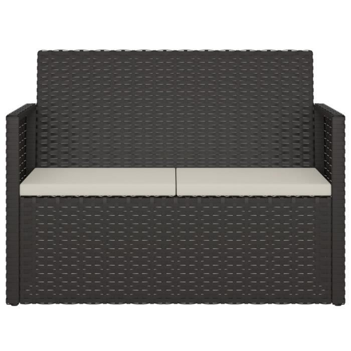 VidaXL Banc De Jardin Avec Coussin Noir 110x30x40,5 Cm - Résine Tressée Extérieur Patio