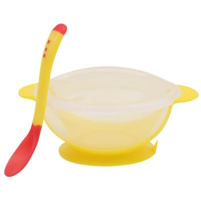 Bol Alimentation Pour Bebe Ventouse Avec Set De Cuillere Thermosensible Bebe Couleur Jaune Cdiscount Puericulture Eveil Bebe