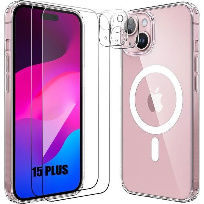 Pack Coque Silicone Noir + 2 Verres Trempés Pour IPhone 15 – Little Boutik – Neuf
