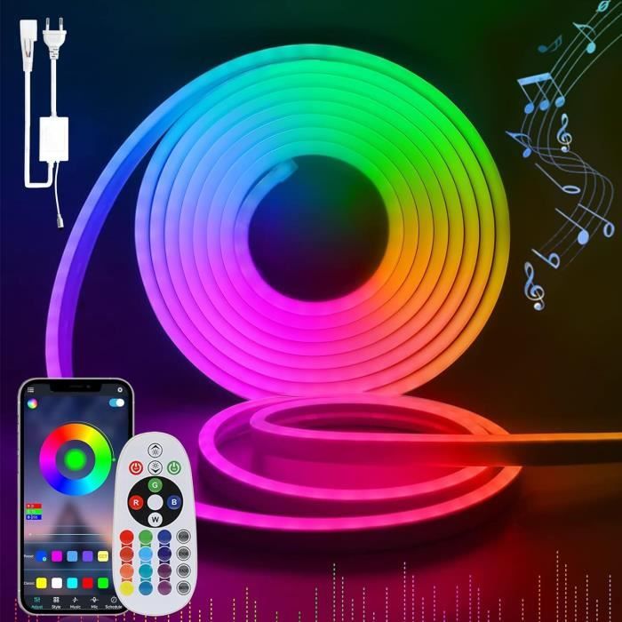 Ruban Led Rgb 2M, Neon Led Chambre Ip65 Imperméable Néon Led Bande ...
