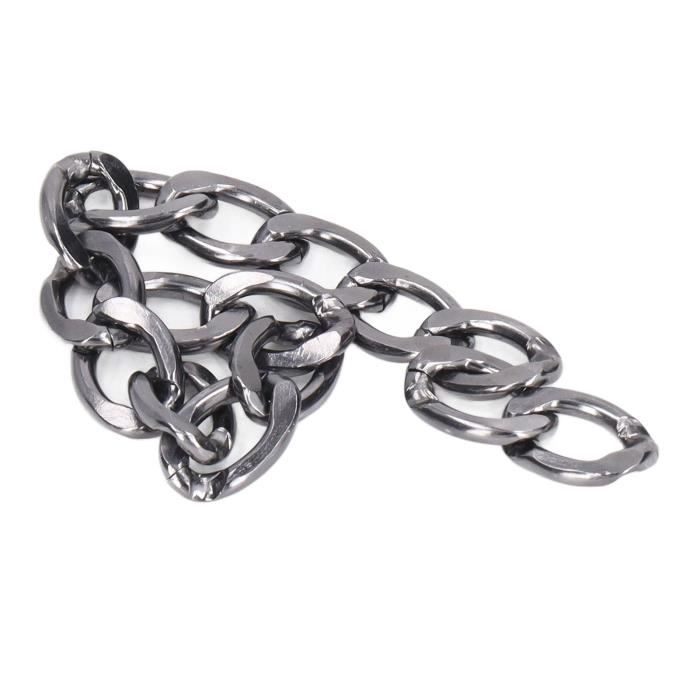 Bracelet Gourmette Ancien En Métal Argenté - Maillons Larges Vintage - Bijou D'occasion