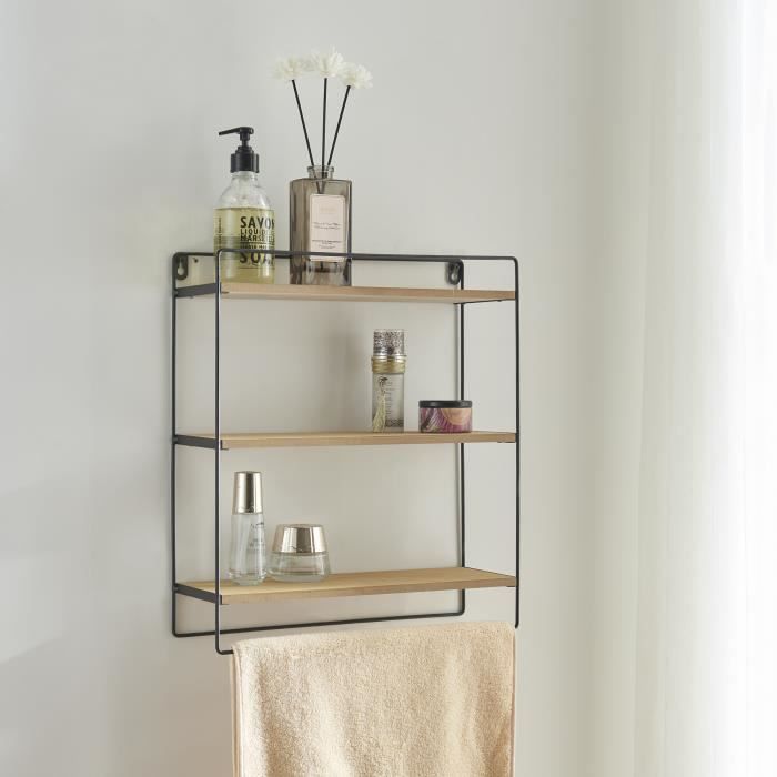 Étagère murale Skovbo à 3 niveaux 43 x 375 x 11 cm noir effet bois