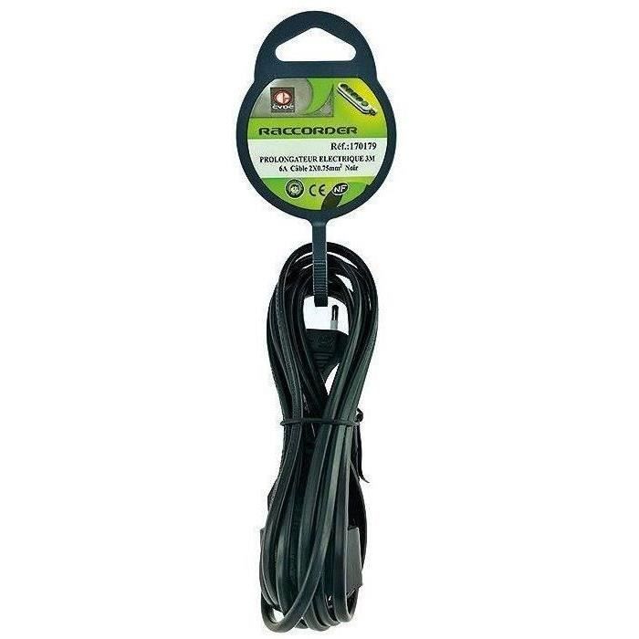 Prolongateur élec. 2x0.75mm noir