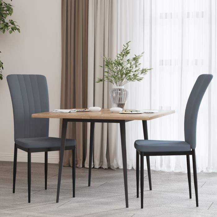 chaises de salle à manger - famirosa - gris foncé velours - lot de 2 - design contemporain